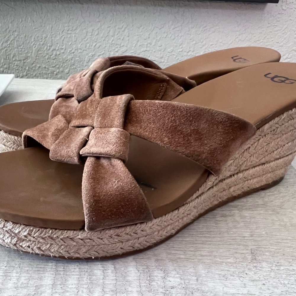 UGG Women's Brown Suede Wedge Sandals